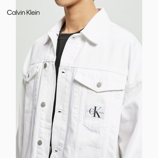 Calvin Klein  Jeans春秋男士宽松翻领棉质简约贴片纯白牛仔外套J320546 1AA-白色 M 尺码偏大，选小一码