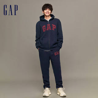 Gap男女装秋2023LOGO仿羊羔绒宽松廓形运动卫衣762531连帽衫 海军蓝 180/96A(M)