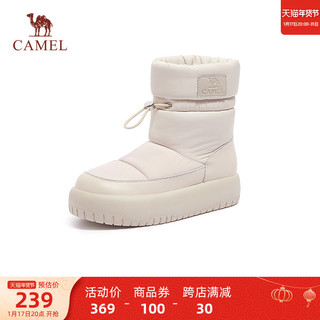 CAMEL 骆驼 女鞋2023冬季新款加绒保暖雪地靴圆头短靴时尚百搭棉鞋女靴