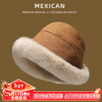 稻草人 帽子女秋冬季加绒加厚保暖毛绒渔夫帽时尚护耳包头盆帽 毛绒保暖 均码