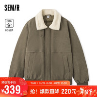 寒潮来了：Semir 森马 羽绒服男23冬美式复古仿麂皮上衣翻领外套107823113125