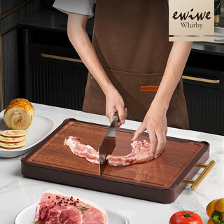 EWIWE乌檀木菜板双面双用家用食品级案板实木砧板切菜刀板粘板 39规格/乌檀木+PP双面菜板