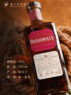 【指南针】百世醇16年布什米尔英国单一麦芽威士忌Bushmills