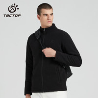 TECTOP 探拓 抓绒衣 珊瑚绒外套加绒加厚保暖休闲服 拉链开衫防风上衣 男款经典黑D2148061ZR 2XL