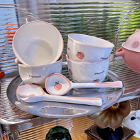 家用陶瓷碗蜜桃米饭碗创意卡通碗网红可爱碗餐具组合米饭碗具