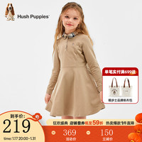 暇步士（Hush Puppies）童装儿童女童2024春秋季POLO长袖经典翻领连衣裙俏皮可爱舒适优雅
