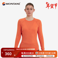 MONTANE盟泰恩DART LONG SLEEVE 女款户外运动长袖排汗防晒衣轻薄圆领t恤 TIGERLILY  橘红 L