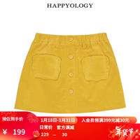 happyology英国儿童灯芯绒半裙休闲款女童英伦女童可爱半身裙 芒果黄 92cm