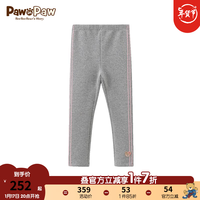 PawinPaw卡通小熊童装2024年春季新款女童纯色加绒休闲打底裤长裤 藏青色/59 110