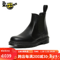 Dr.Martens 马丁（DR.MARTENS）2976 Mono 气质烟筒短靴复古光面皮黑色切尔西靴 黑色 36