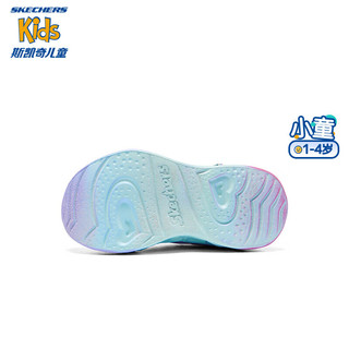 Skechers斯凯奇女童闪灯鞋小童魔术贴学步鞋宝宝鞋子公主鞋童鞋302684N 302684N-LVMT薰衣草色/多彩色