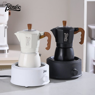 Bincoo双阀摩卡壶家用小型浓缩煮咖啡壶意式萃取咖啡机咖啡器具套装 三代双阀摩卡壶（五件套白） 90ml