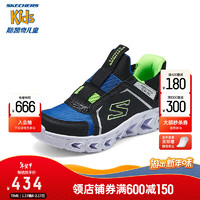 斯凯奇（Skechers）一脚蹬闪穿鞋红色新年男童休闲闪灯鞋中大童运动鞋403830L 黑色/蓝色/柠檬色/BBLM 33码