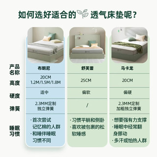 ZINUS际诺思卧室家用席梦思弹簧海绵绿茶系列双人床垫酒店 绿茶-马卡龙 床垫20CM ，1.8*2.0