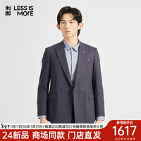 利郎轻时尚男装【双排扣】24春季西服套装男仿麻感青年西装二件套 深蓝灰 165
