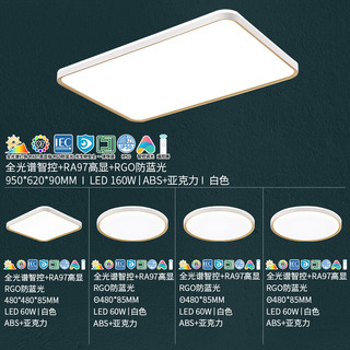 雷士照明 雷士（NVC）LED全光谱智能护眼吸顶灯小白灯高显客厅卧室灯具套餐 RGO防蓝光 四室一