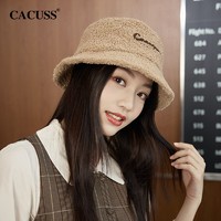 CACUSS帽子女秋冬韩版潮流保暖渔夫帽仿羊羔绒百搭显脸小盆帽