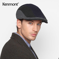 卡蒙（Kenmont）秋冬男士复古短檐毛呢拼接贝雷帽全封口保暖羊毛帽子km-5144