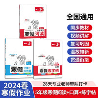 一本寒假阅读 口算 练字帖（共3册）五年级上下册 2024版小学衔接作业巩固预习阅读理解思维专项训练 阅读 口算 练字帖（3册）5年级