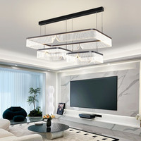 灯宴吊灯客厅灯轻奢大气主灯客厅大灯简约现代北欧灯具套餐 黑色110cm/小爱同学
