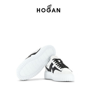 HOGAN H-STRIPES系列 男士低帮休闲鞋 HXM6450FE91 白/黑 35.5