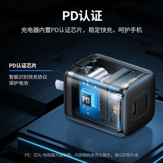 绿联闪充湃氮化镓45W苹果充电器多口快充头 兼容PD35/27/20W 适用iPhone15/14Pro华为三星手机iPad平板 【氮化镓45W】双Type-C口快充折叠头-黑色