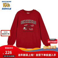 SKECHERS 斯凯奇 童装新年款男女童针织圆领落肩卫衣红龙年衣服L124K046 140