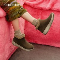 SKECHERS 斯凯奇 2024春季女鞋经典纯色休闲雪地靴加绒保暖短靴