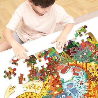 拼图 儿童进阶大块拼图益智玩具(套装共2盒)：恐龙+大象 海润阳光