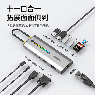 品胜 Type-C扩展坞 USB-C转HDMI/VGA转换器雷电3/4拓展坞网口转接头分线器音频适用苹果MacBook华为炫彩RGB