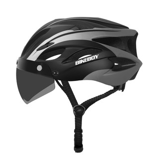 BIKEBOY 自行车骑行头盔带风镜山地车公路车单车男女眼镜一体透气帽子
