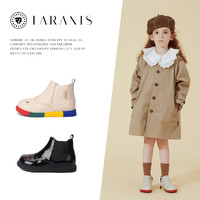 88VIP：TARANIS 泰兰尼斯 秋季皮靴女童马丁靴子儿童黑色小短靴宝宝防滑软底烟筒靴