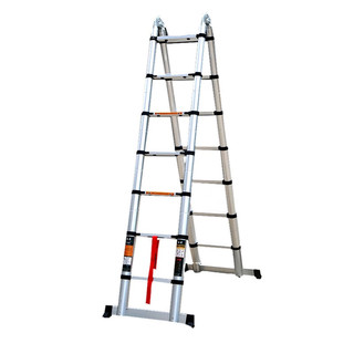 固耐奇（GUNAIQI）伸缩梯子人字梯铝合金折叠梯 多功能工程梯3.7+3.7=可变直梯7.4米 3.7+3.7=直梯7.4米（新）