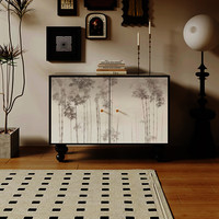 韵祺阁法式中古风家用客厅入户玄关柜多功能装饰柜卧室实木收纳储物柜子 新西兰松 尺寸:长115*宽40*高85cm