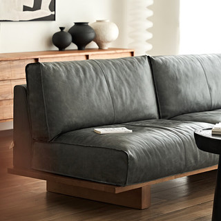 DOJUS真皮沙发客厅进口头层牛皮北欧复古直排小户型极简沙发 