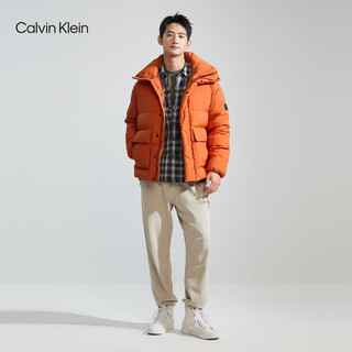 卡尔文·克莱恩 Calvin Klein Jeans男女同款简约贴袋立领鸭绒面包服羽绒服J324854 SEC-燕颔红 M