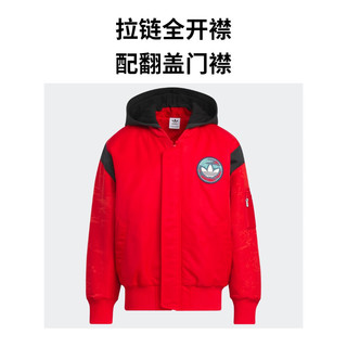 adidas阮菲菲联名运动棉服女大童儿童龙年新年红阿迪达斯三叶草 浅猩红/黑色 164cm