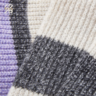 鄂尔多斯1980丝绒淡紫灰条纹针织女长围巾保暖时尚 淡紫灰 180cmX40cm