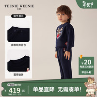 TEENIE WEENIE Kids小熊童装24早春男宝宝龙年红色加绒卫衣 藏青色 100cm