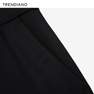 TRENDIANO斜纹宽松休闲西裤2024年春季百搭品质长裤套西男潮 黑色 M