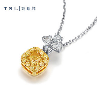 TSL 谢瑞麟 钻石项链彩钻系列18K金黄钻几何方钻锁骨链BD277