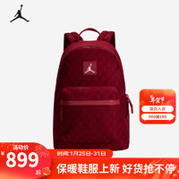 NIKE JORDAN 耐克AJ双肩背包男女大书包满印格纹大电脑包 杰斯特红 8/20(43x31x15cm)