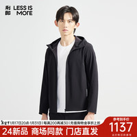 利郎轻时尚男装2024春季风衣男经弹力柔肤防风外套 黑色 165