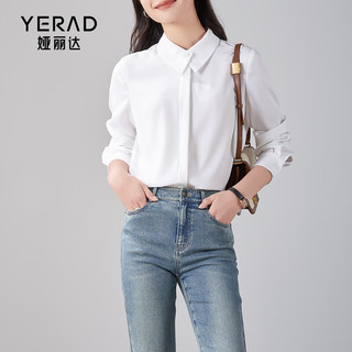 娅丽达（YERAD）设计感别致门襟长袖白衬衫女春季2024新款通勤气质雪纺衬衣 白色(K0) XL