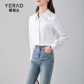 娅丽达（YERAD）设计感别致门襟长袖白衬衫女春季2024新款通勤气质雪纺衬衣 白色(K0) XL