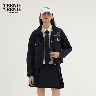 Teenie Weenie小熊2024年美拉德短款夹克外套早春女 藏青色 155/XS