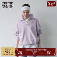 Teenie Weenie小熊2024慵懒风POLO领运动卫衣休闲宽松上衣女 紫色 170/L