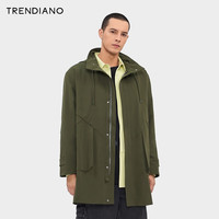 TRENDIANO印花内衬风衣外套2024年春季新款宽松休闲连帽上衣男生
