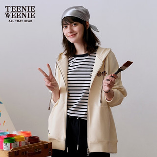 TEENIE WEENIE 小熊2024年索罗娜连帽灰色卫衣宽松上衣女格雷系 乳白色 160/S