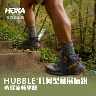 HOKA ONE ONE 男款春季中帮轻量舒适防水徒步鞋TRAIL CODE GTX户外 板岩色/橡木白 45